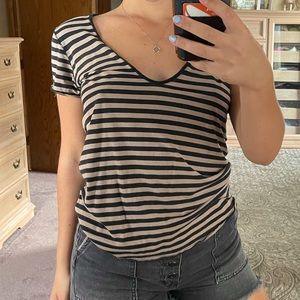 Free People Striped Brown Top
